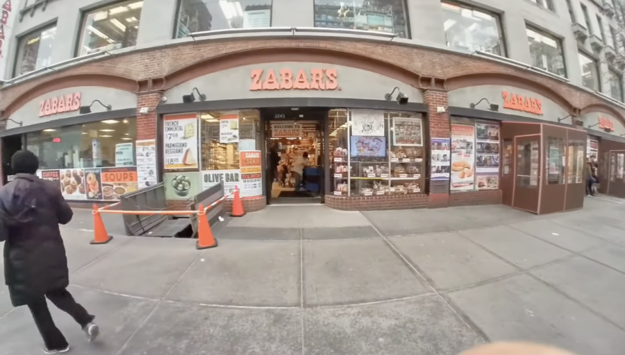 Zabar's storefront in NYC, from YouTube video by Shinichi's World