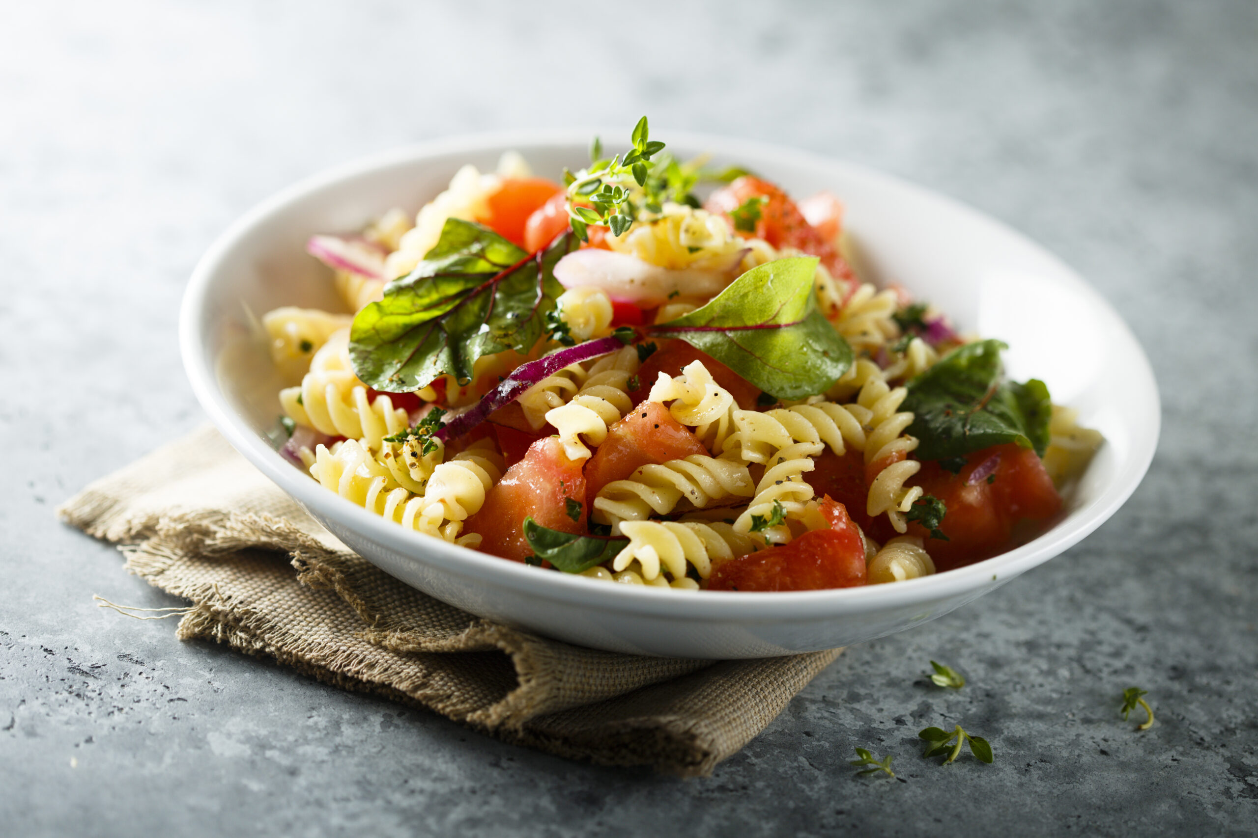 Healthy pasta salad with vegetables