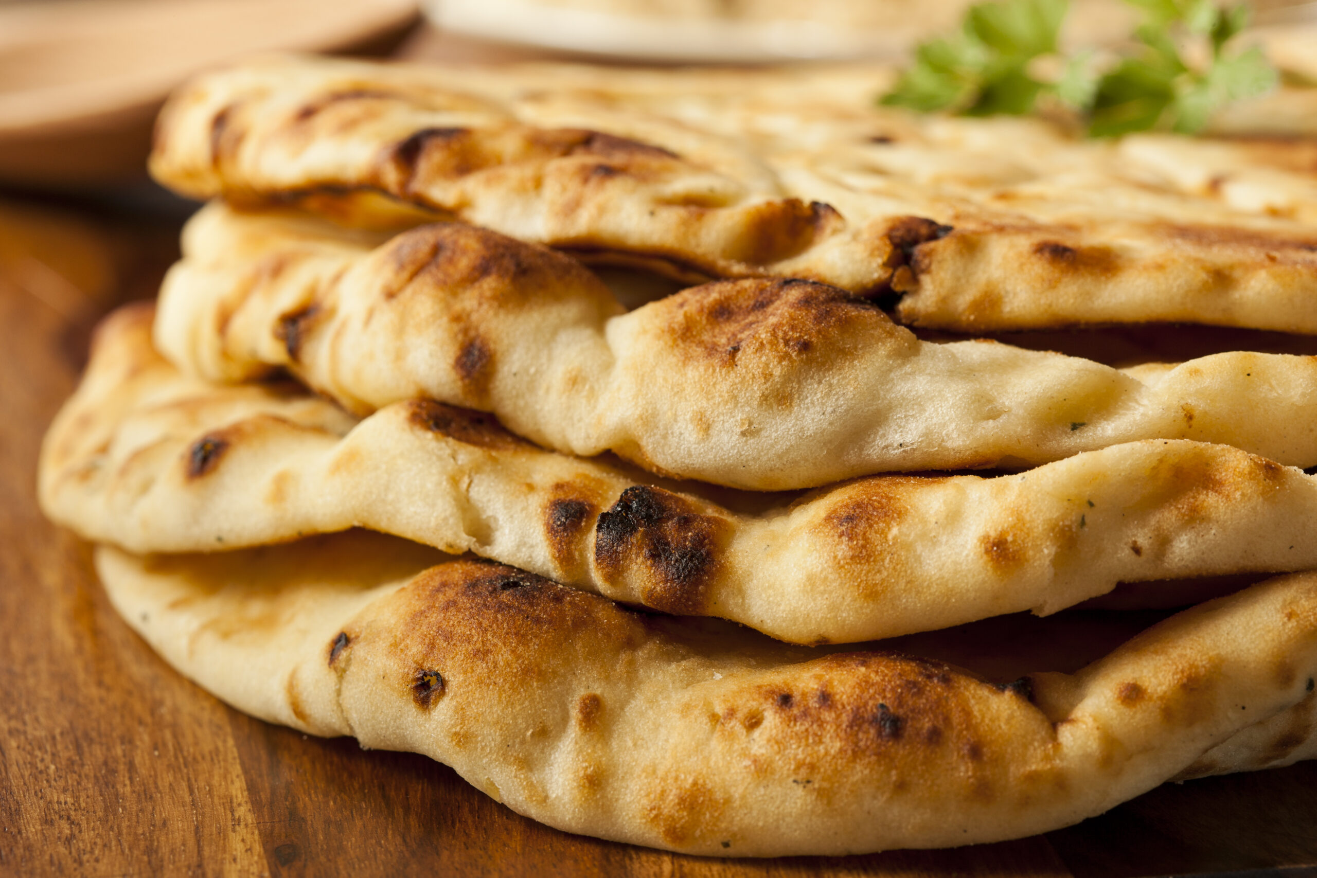 Homemade Indian Naan Flatbread made with Whole Wheat