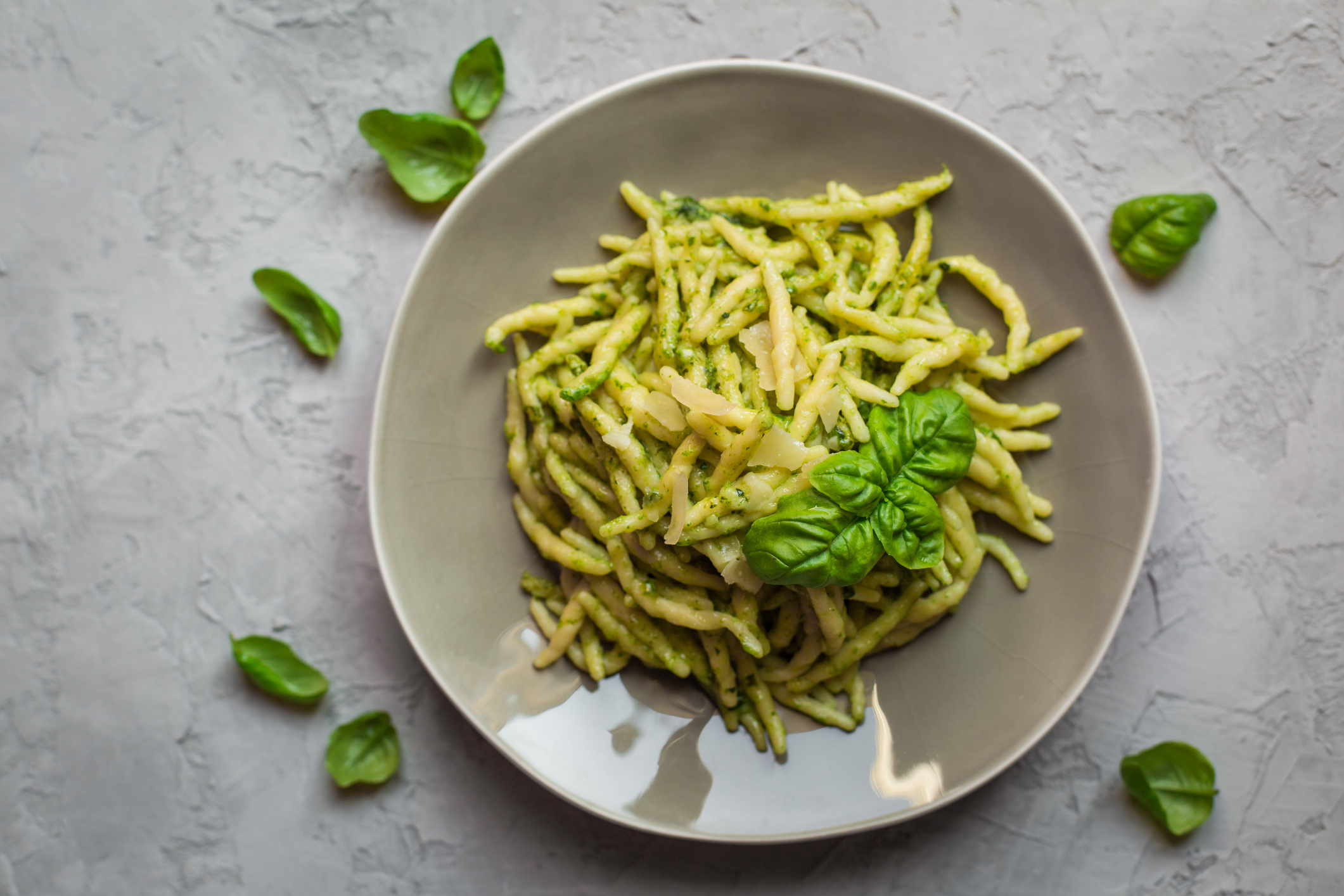 Trofie al pesto - italian pasta with pesto.