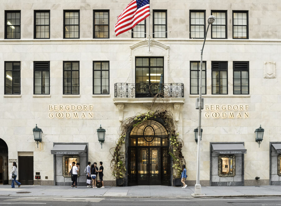 The entrance to Bergdorf Goodman on 57th street off 5th avenue in New York City.