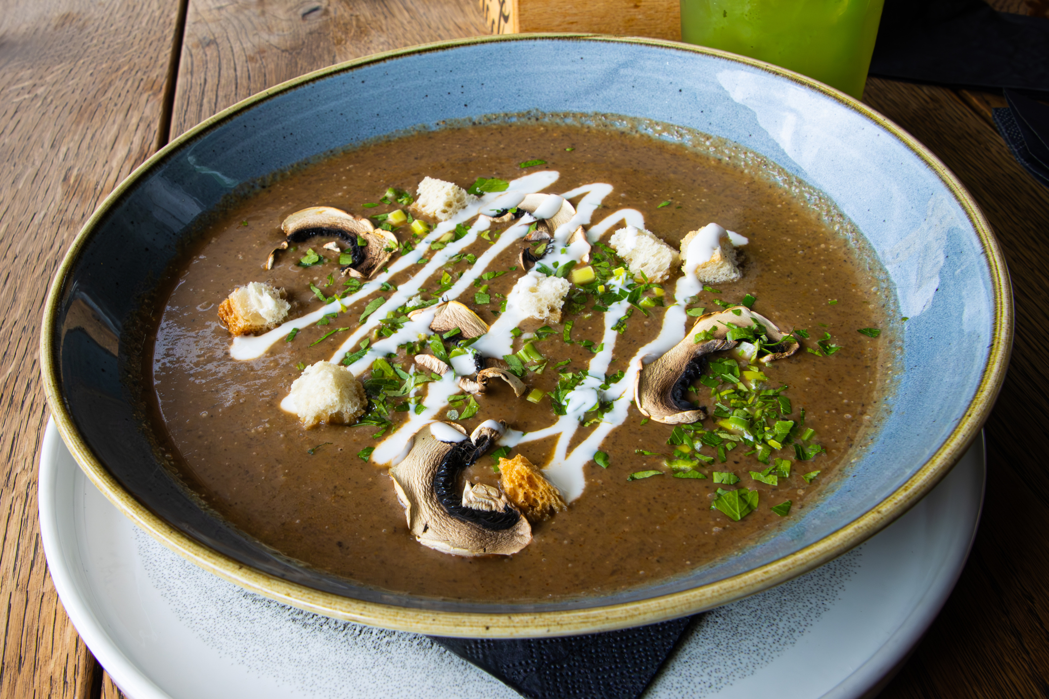 Wild mushroom cream with truffles and croutons