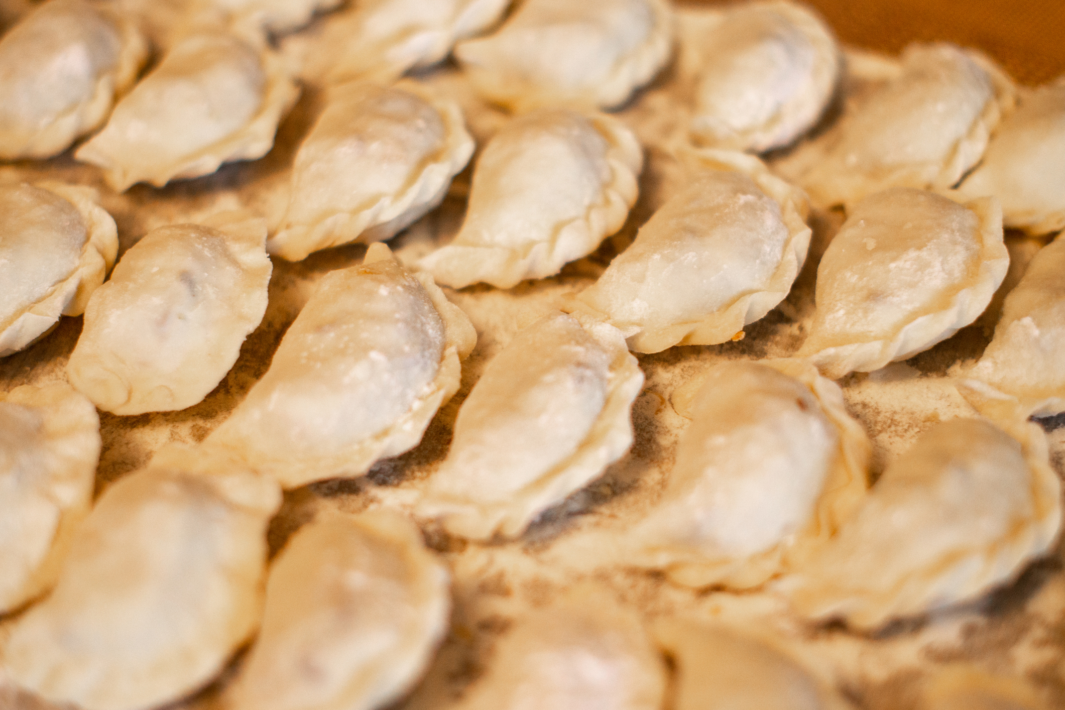 Homemade christmas dumplings ready to be boiled.