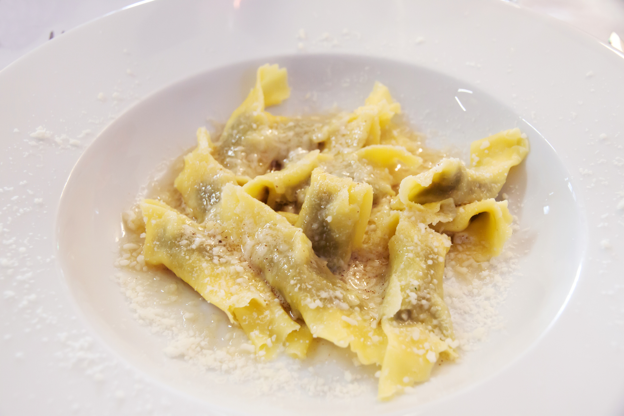 Dish of italian ravioli with chhese and butter