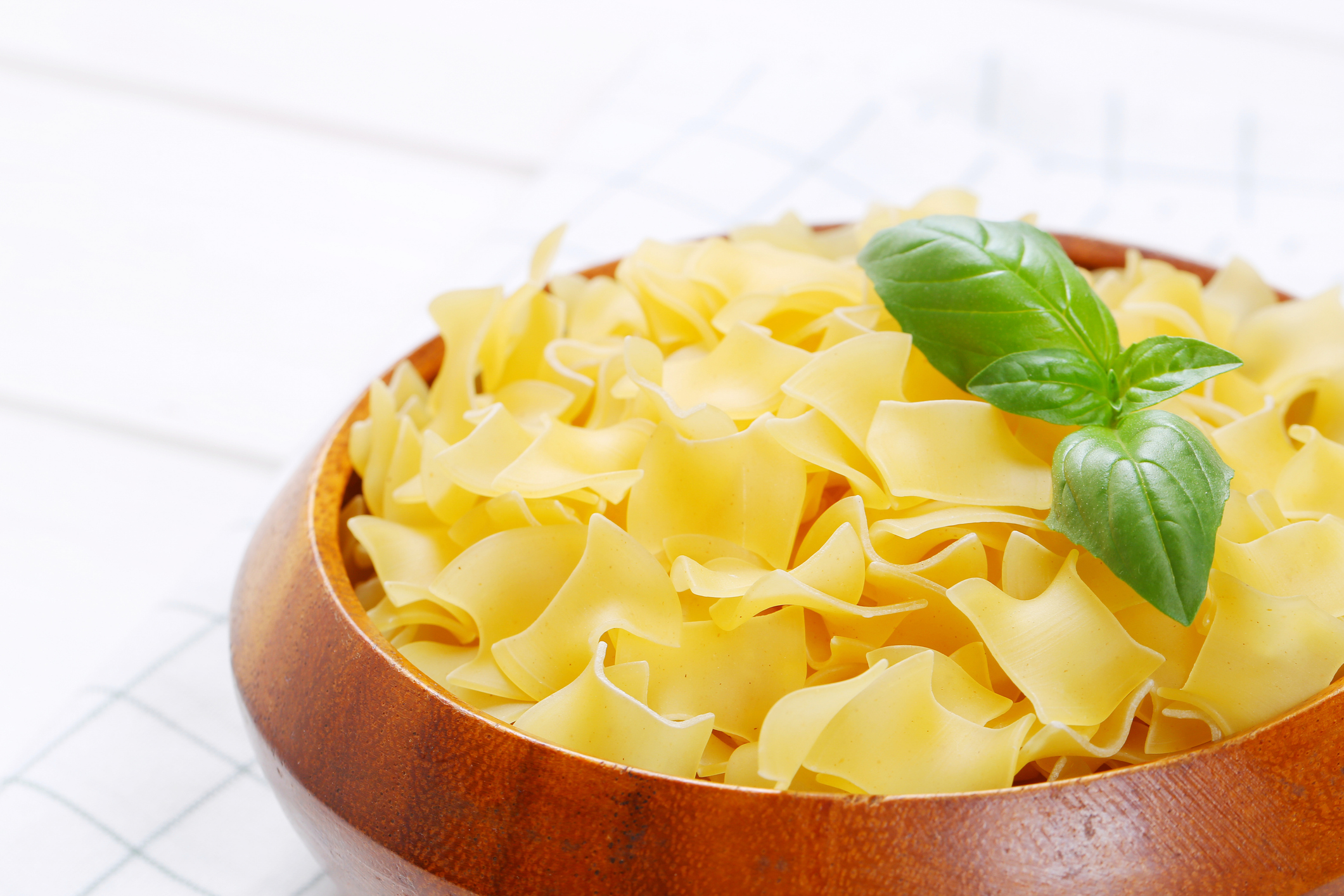 bowl of quadretti - square shaped pasta - close up