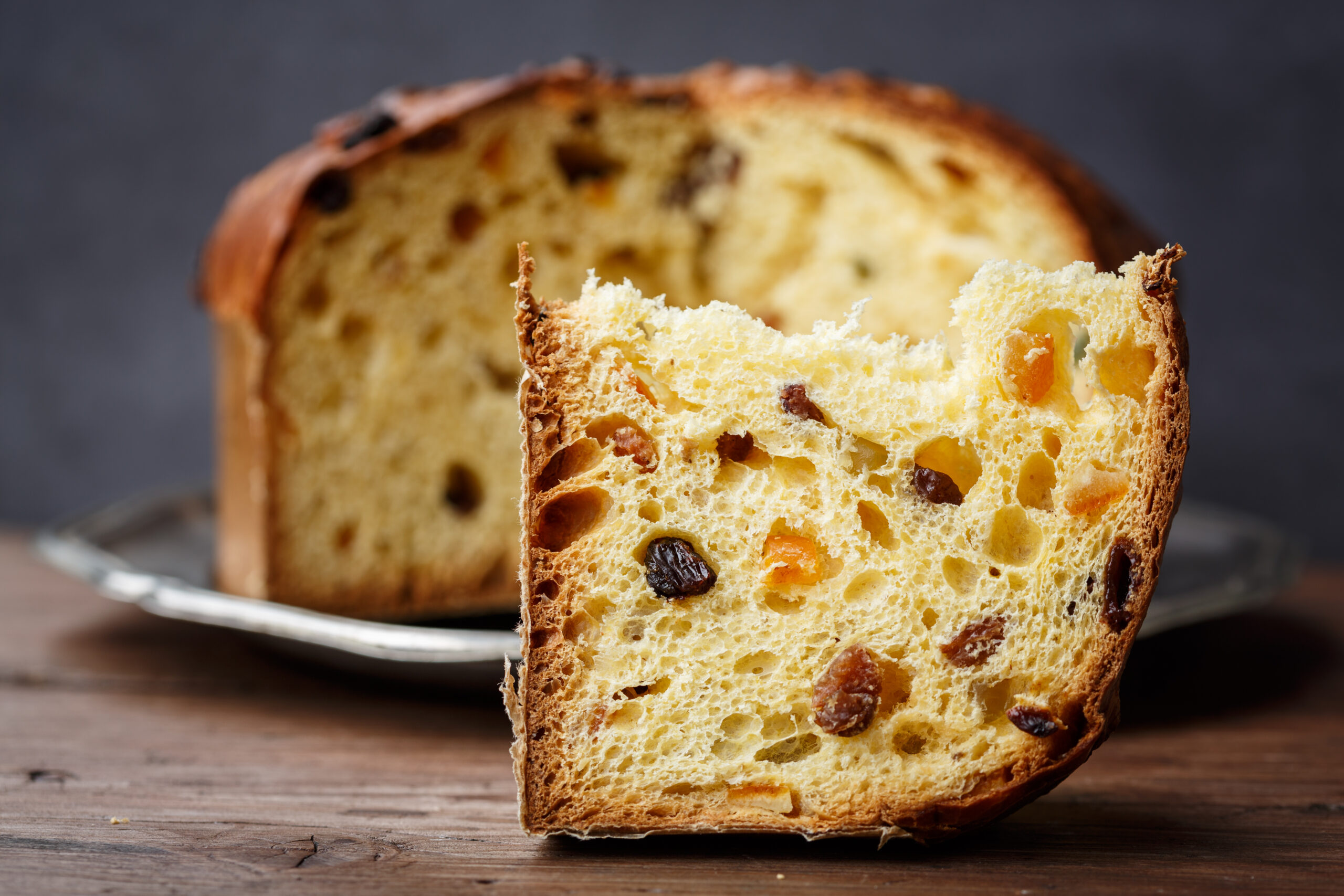 Panettone (Italian Christmas cake), sliced