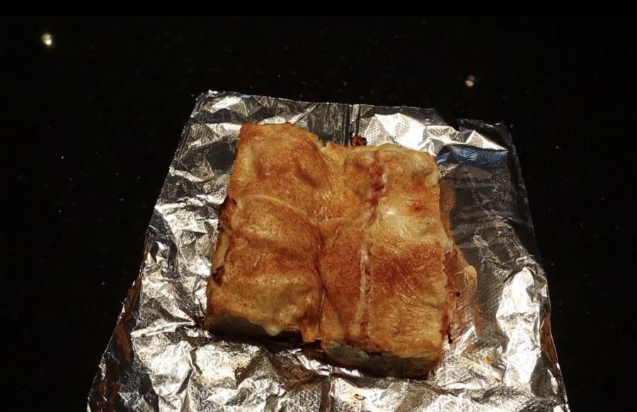 St. Louis gerber sandwich on tinfoil, from YouTube video posted by Griddle Cook Eat and More