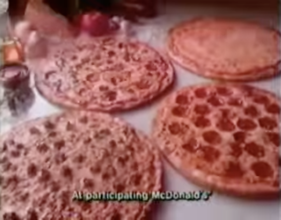 three mcdonald's pizzas, from 1980s commercial posted to youtube