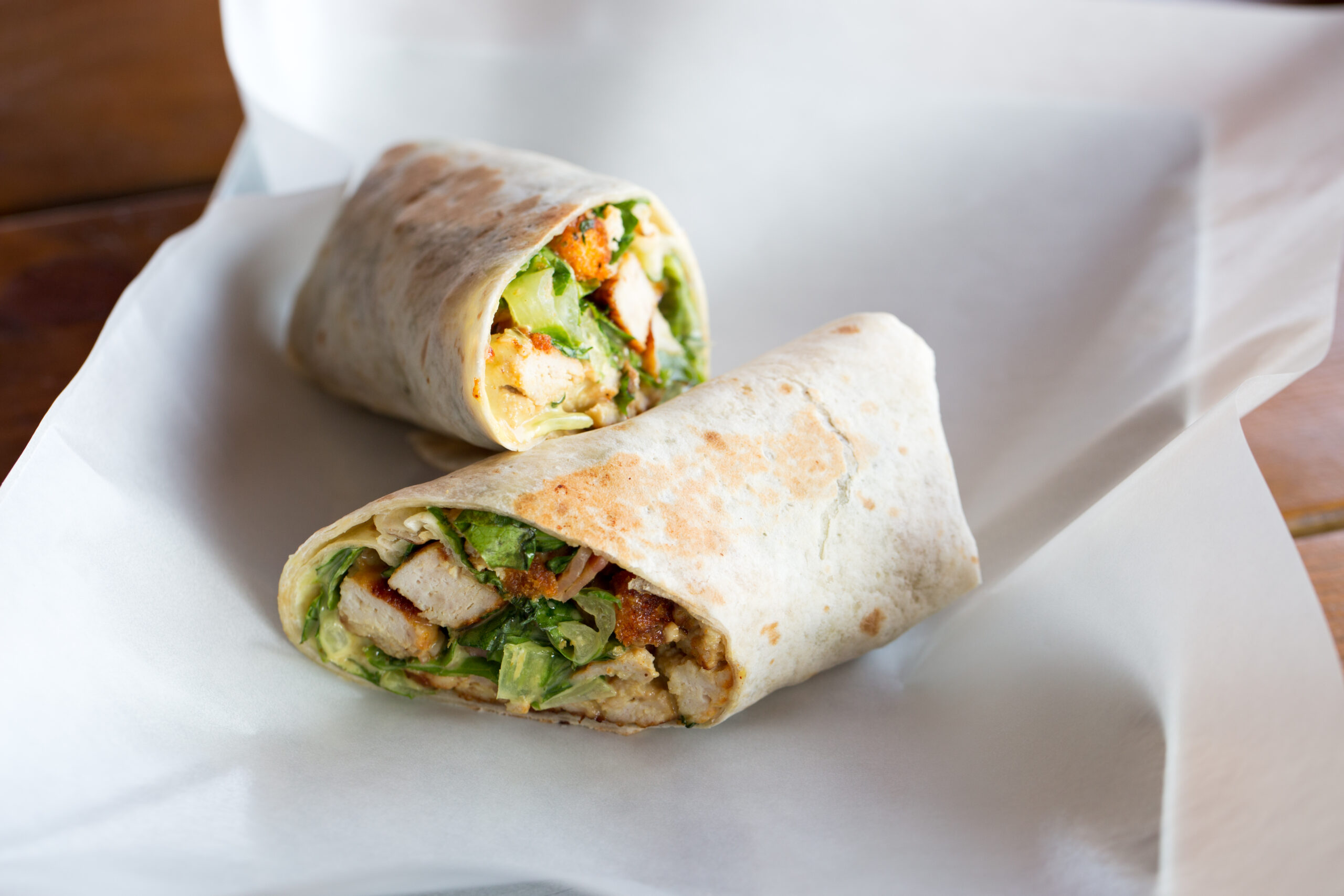 Chicken Caesar salad sandwich wraps