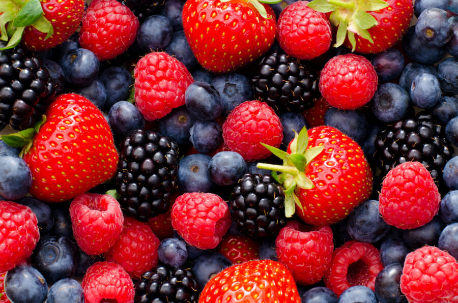 strawberries, blueberries, blackberries and raspberries