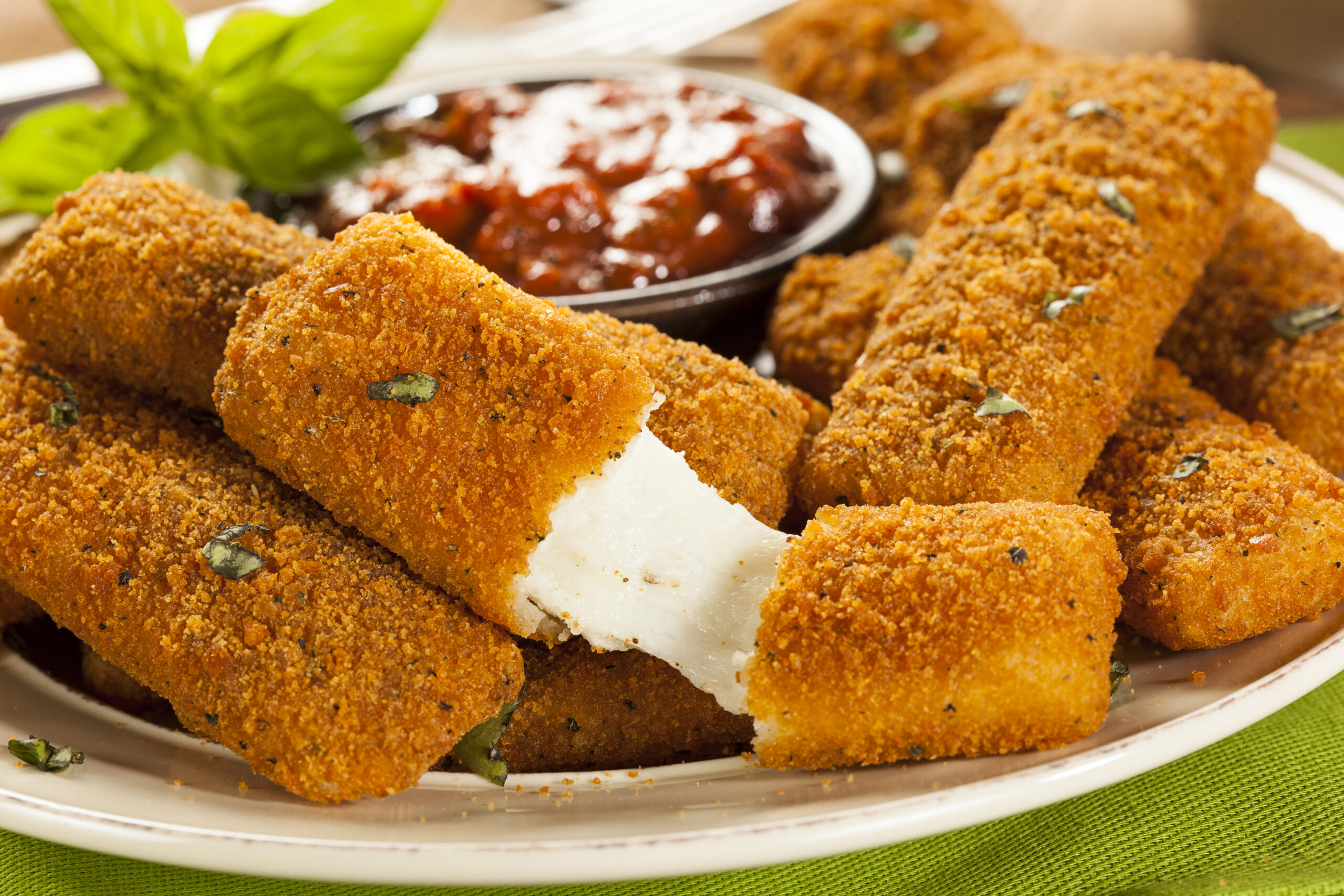 Homemade Fried Mozzarella Sticks with Marinara Sauce