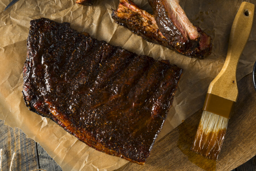 Smoked Barbecue St. Louis Style Pork Ribs with Sauce