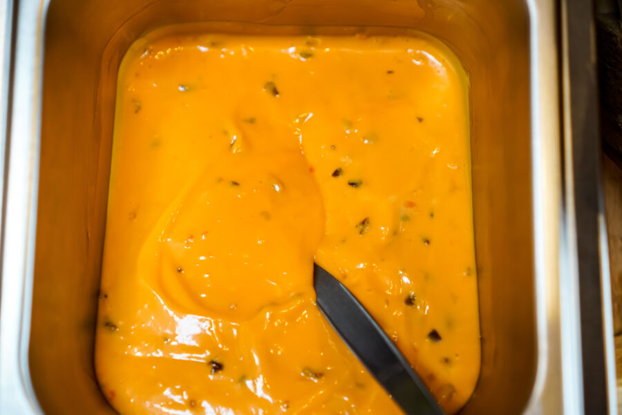 Thousand Island dressing on a food tray 