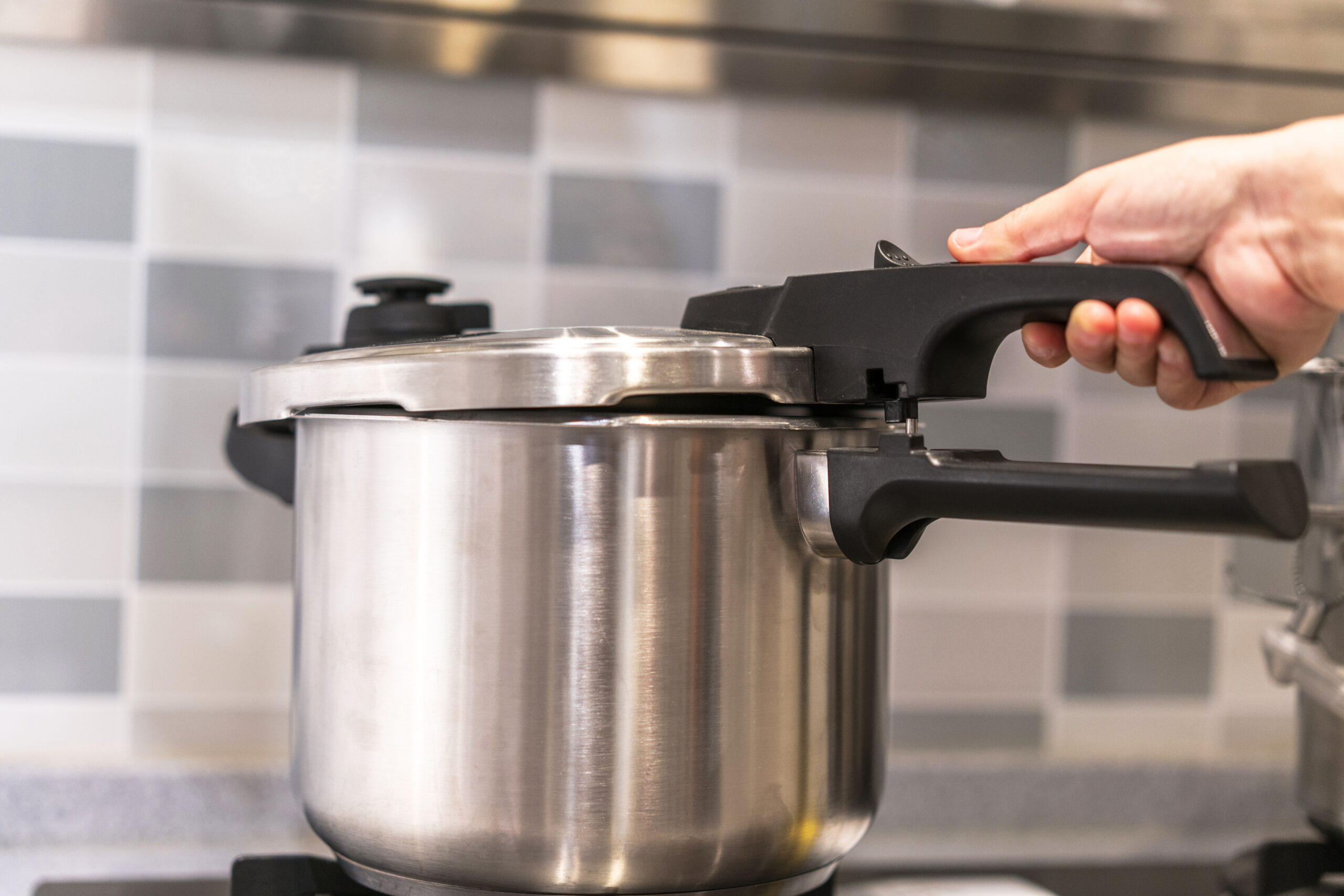 using pressure cooker in kitchen