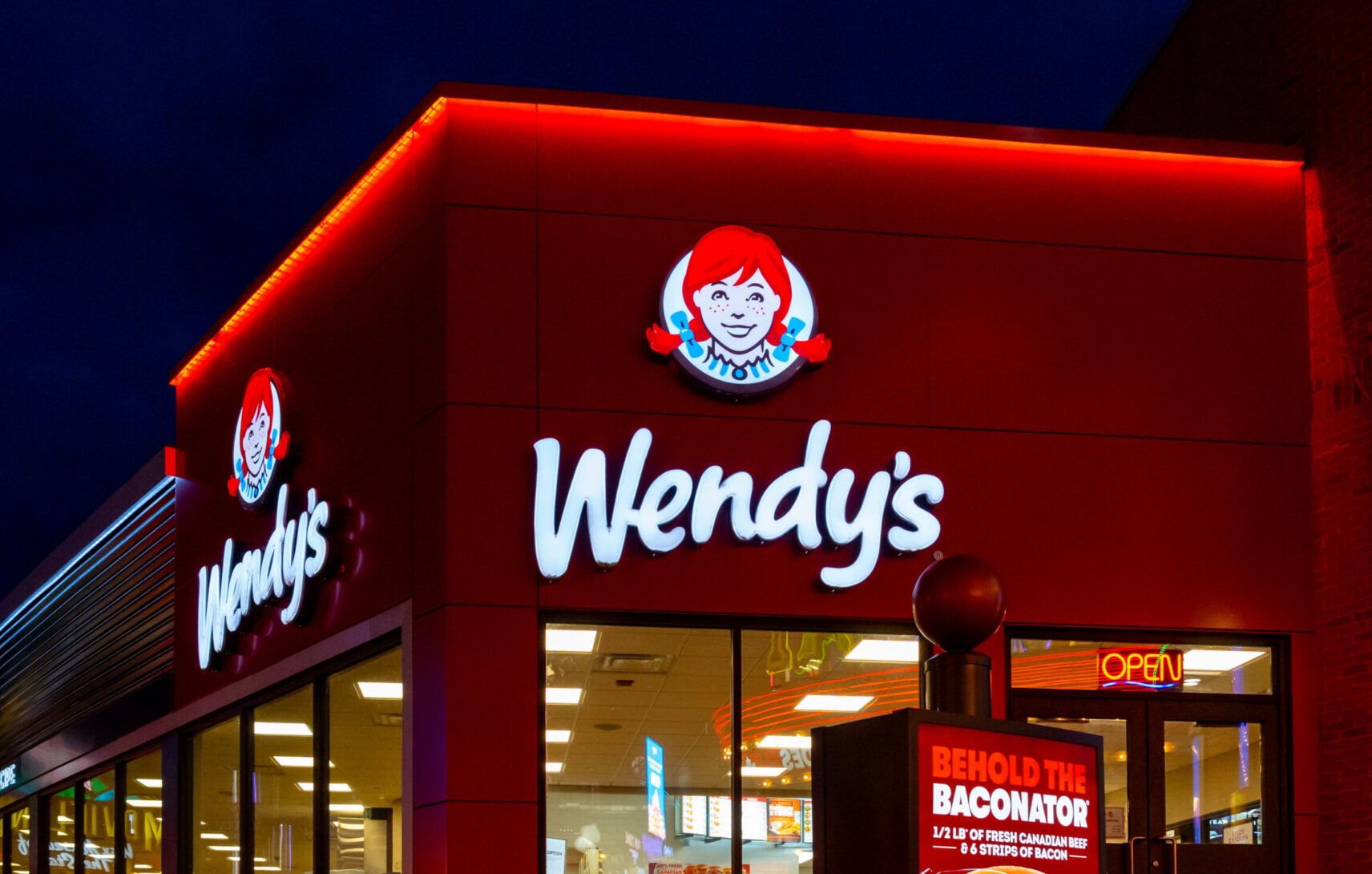 Wendy's restaurant at dusk in Ontario, Canada
