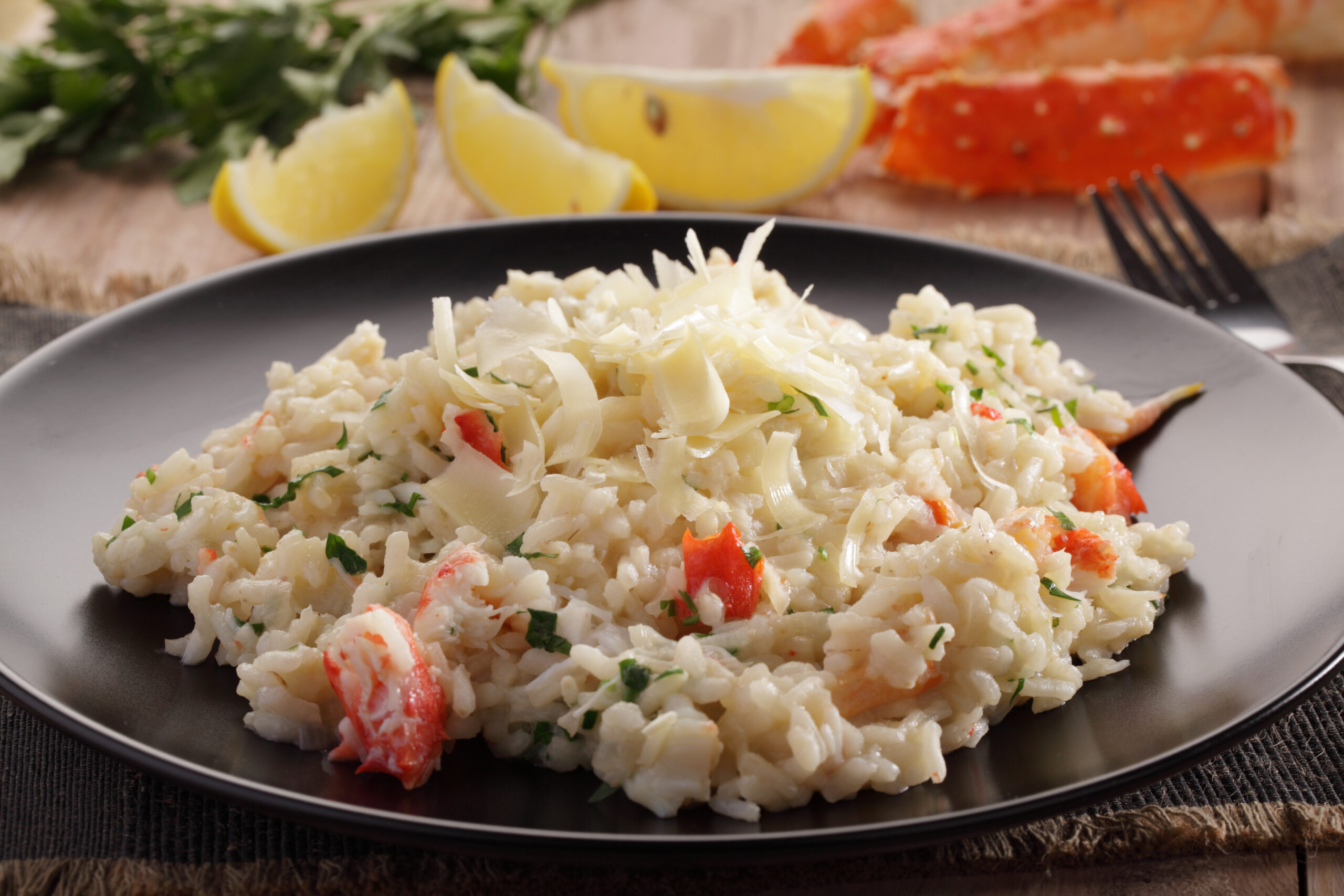 Red king crab risotto with Parmesan cheese