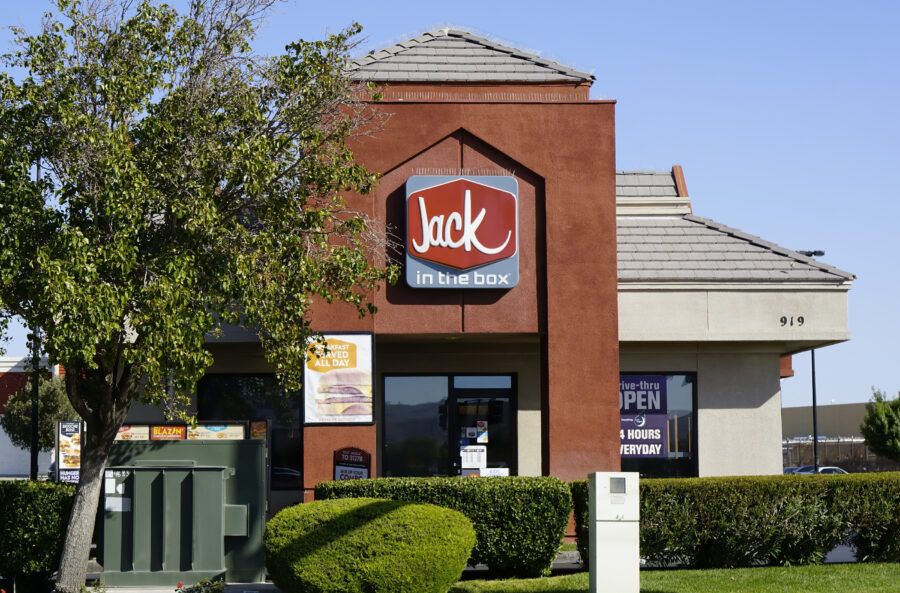 Ridgecrest, California, USA - May 25, 2014: A Jack in the box location in Ridgecrest. Jack in the box is a chain of fast food locations in the US.