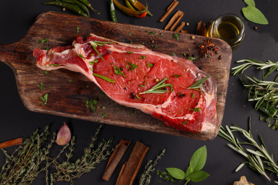 Rump steak on cutting board