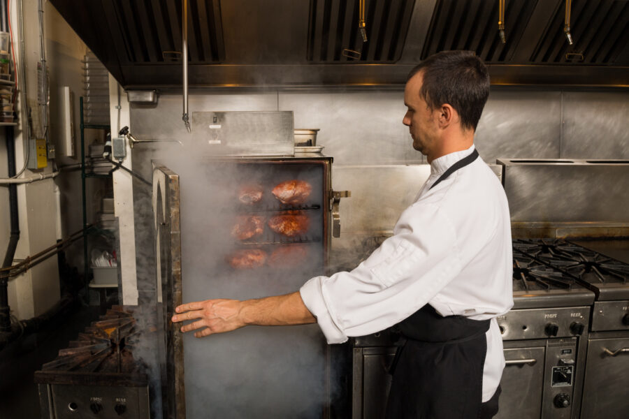 Smoking pork for pulled pork sandwiches