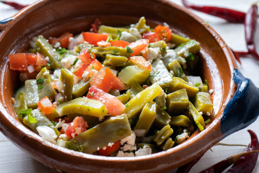 Traditional mexican nopal cactus salad