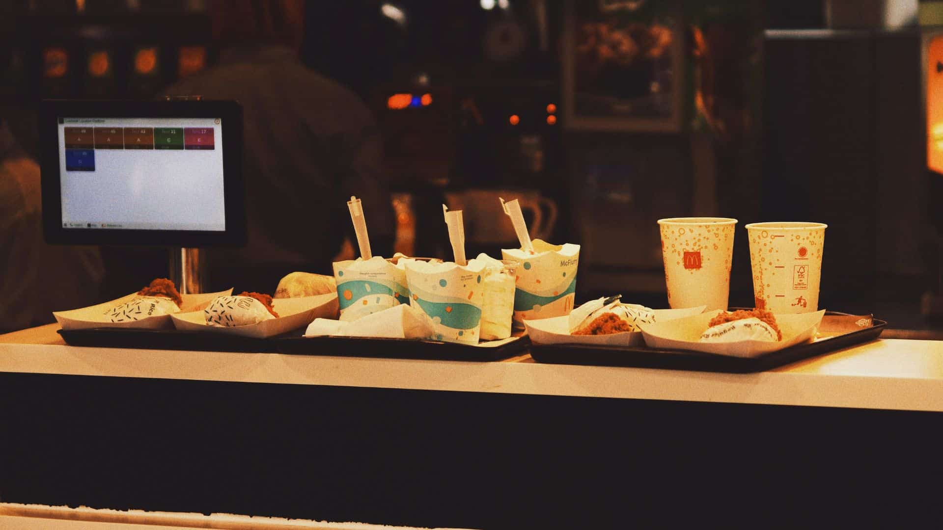 Tray of food sitting on top of a counter
