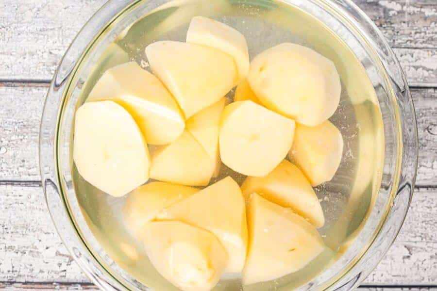 Peeled Potatoes in water