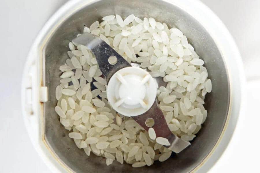 rice inside coffee grinder