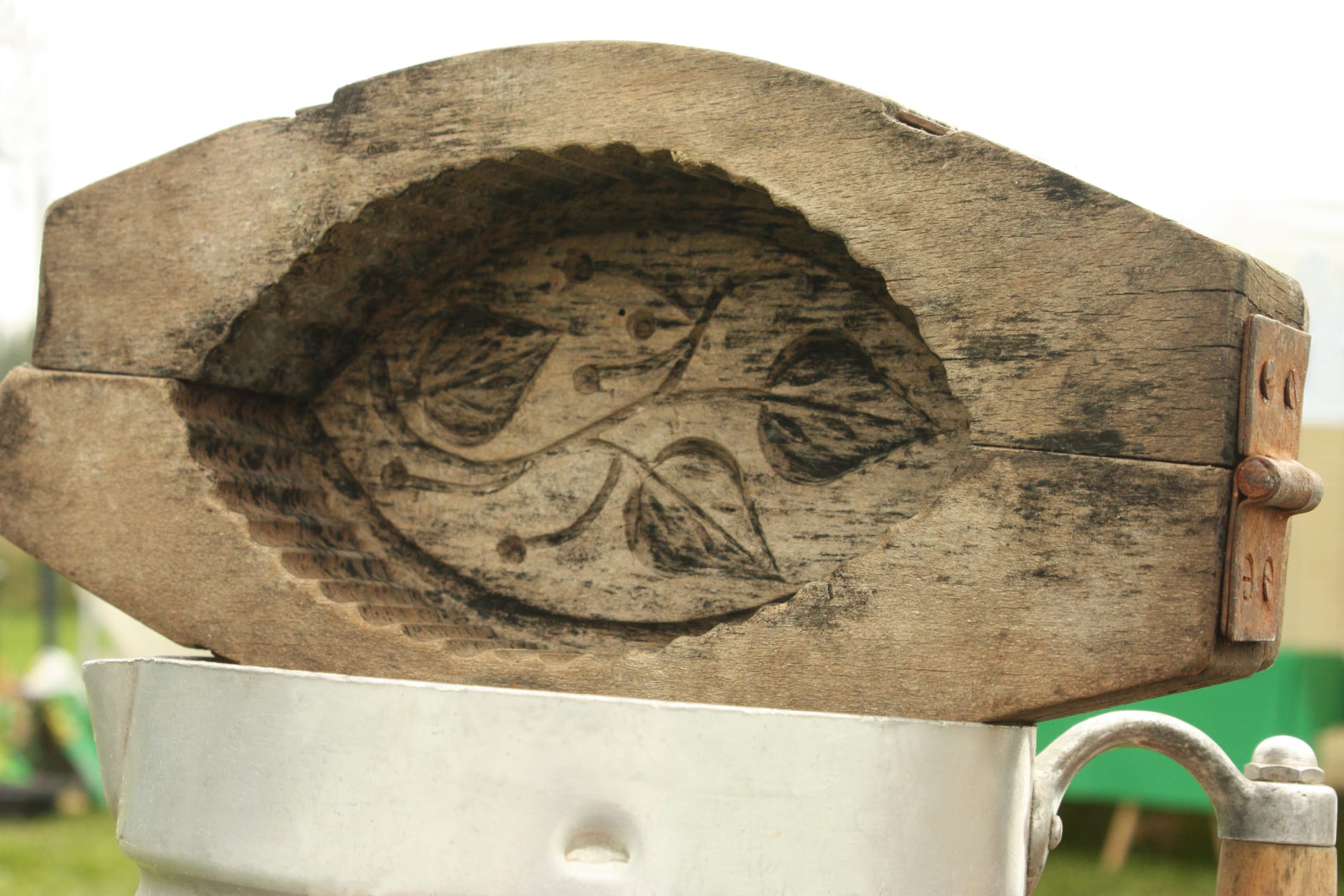 Wooden mold Giving its shape to butter French farm