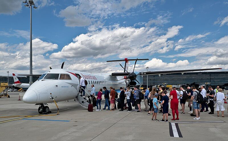 Passengers boarding a plane