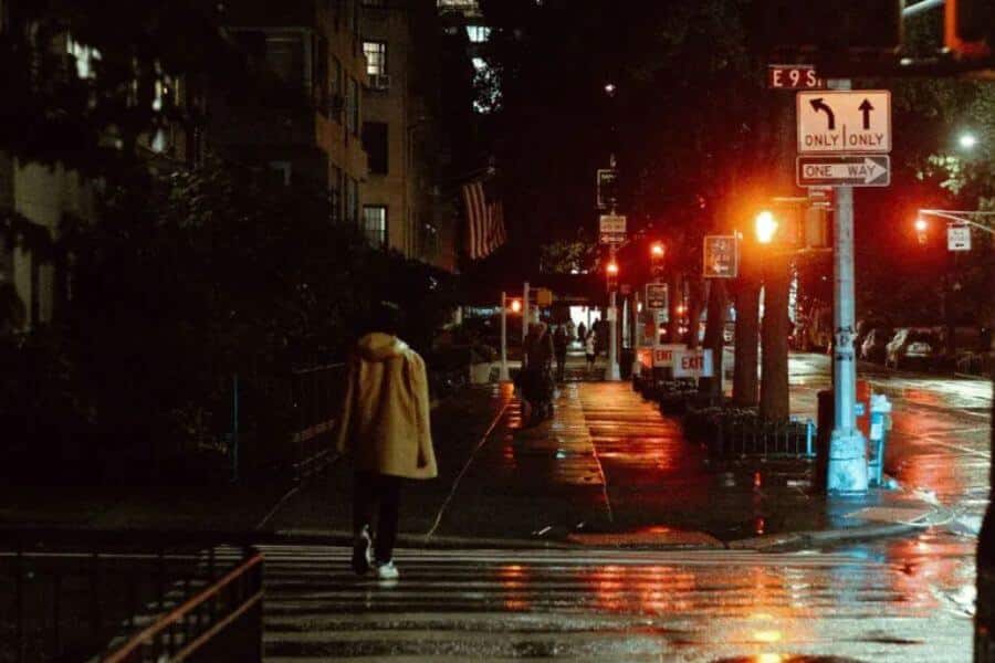 city street at night