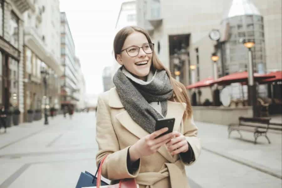 young woman on a city street