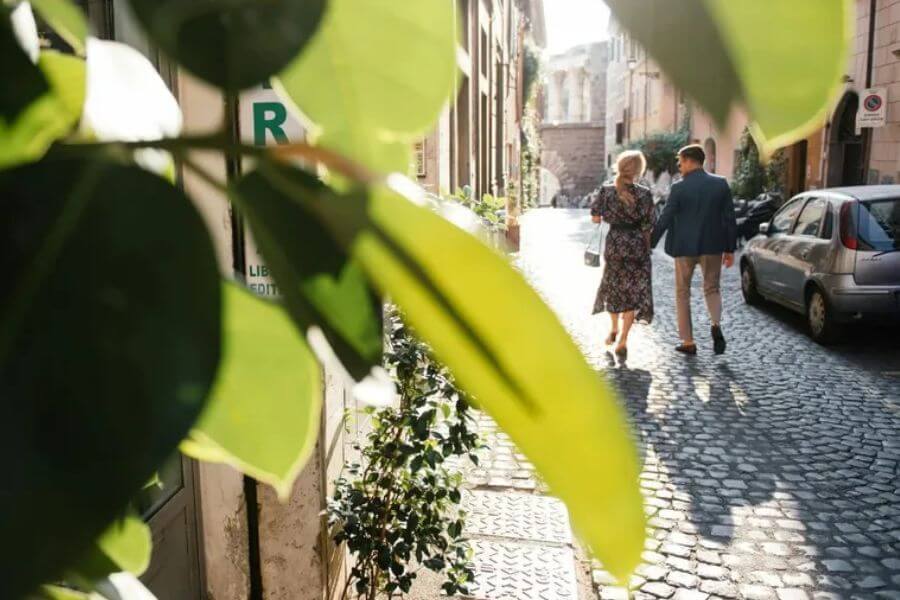 couple walking down the street