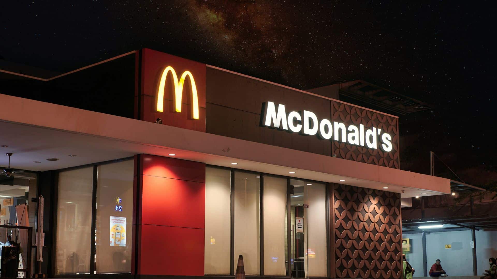 McDonald’s restaurant lit up at night