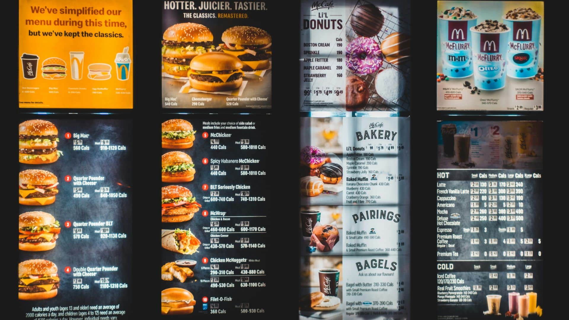 Black and white McDonald’s menu board