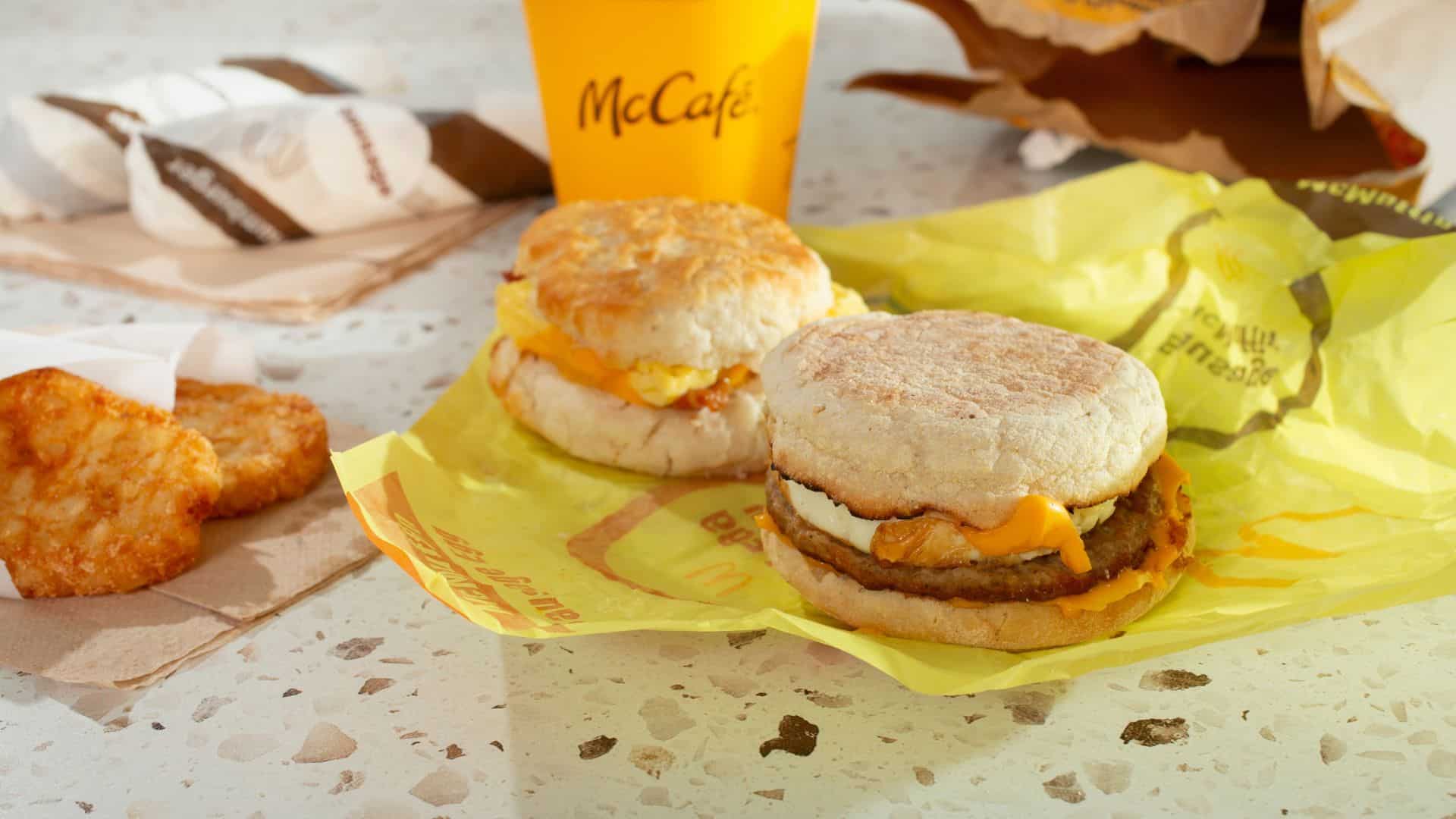 Fresh round egg on a McMuffin sandwich