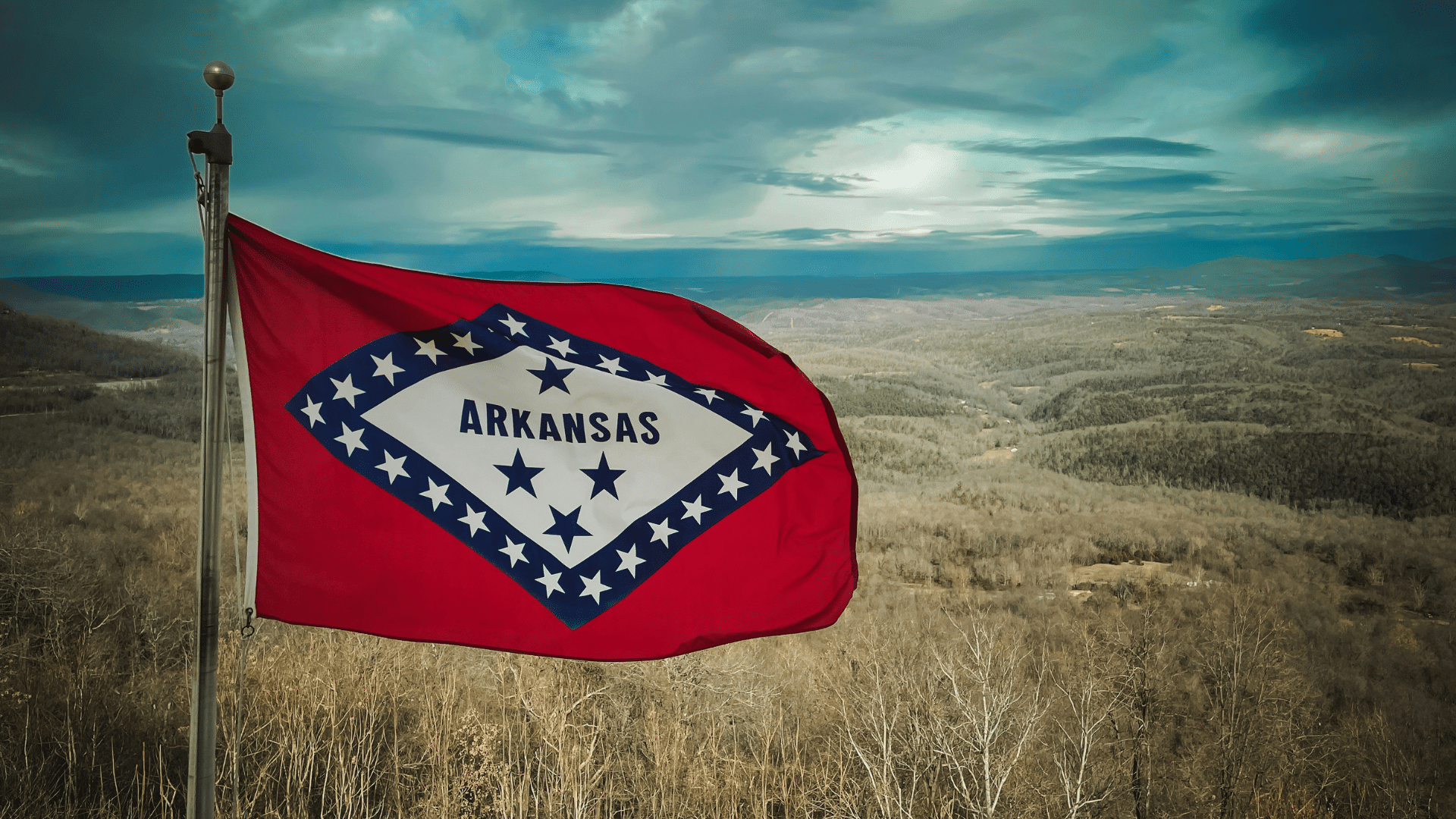 American flag flying at Arkansas industrial park