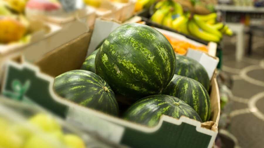 Watermelon in the market. 