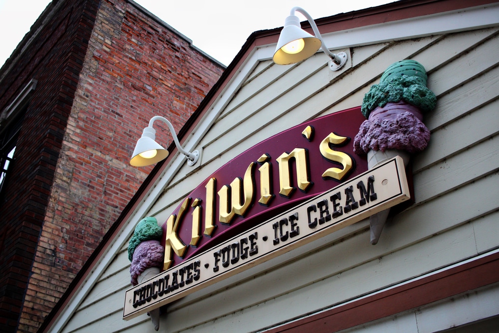 South Haven, Michigan - June 7 2015: A large sign for Kilwin's ice cream.