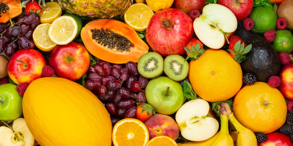 Different fruits in a group