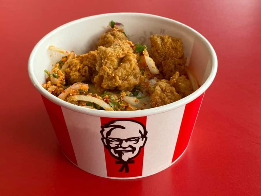 Bangkok Thailand 15 may 2022: KFC chickens food on table in restaurant