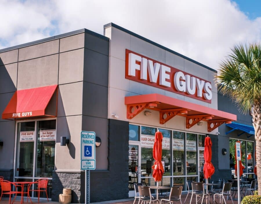 HARAHAN, LA, USA - MARCH 23, 2023: Five Guys restaurant in the Elmwood Shopping Center