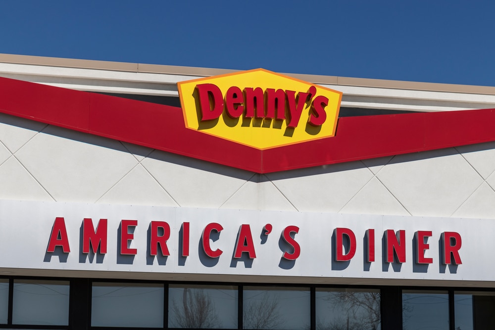 Whitestown - Circa March 2021: Denny's fast casual restaurant and diner. Dennys has been a late night food favorite for generations.