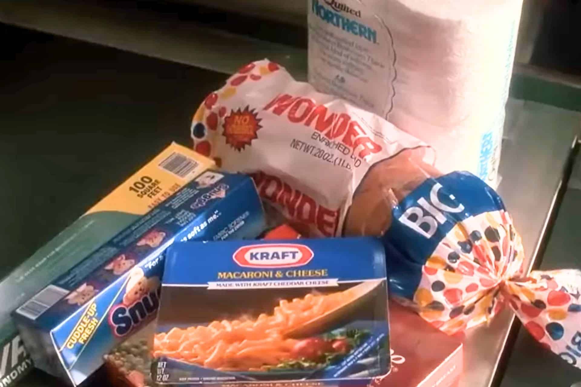Some of Kevin's grocery item on the cashier station