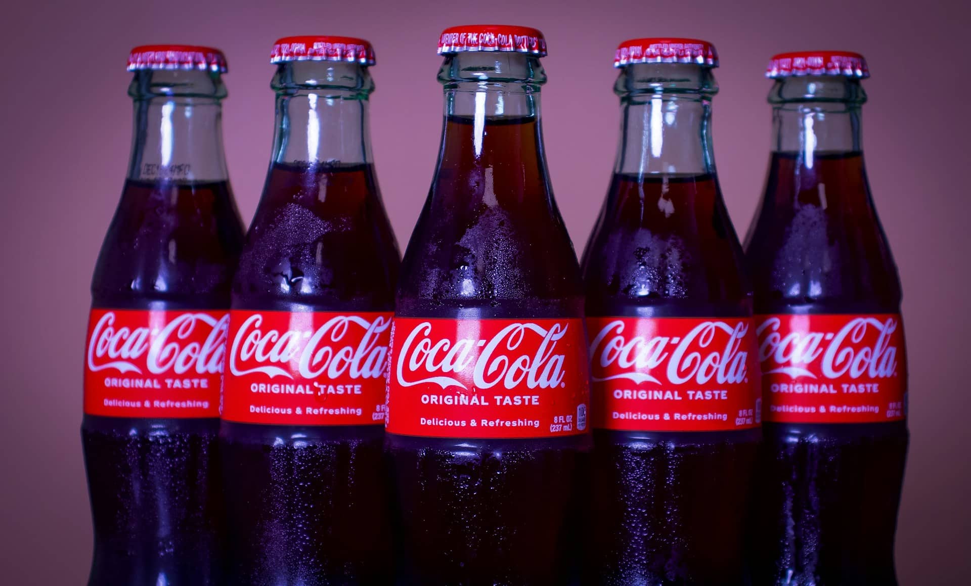 Glass bottles of Coca-Cola