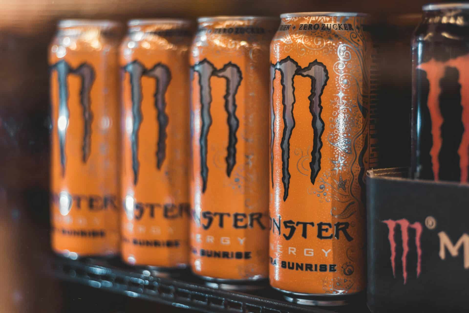 Cans of Monster energy drink