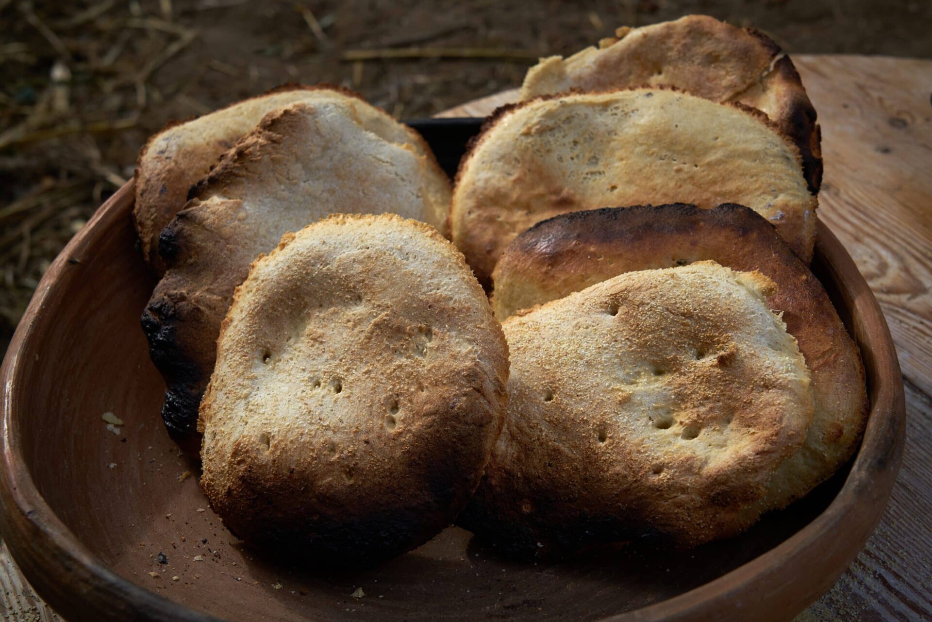 Homemade bread in a bowl