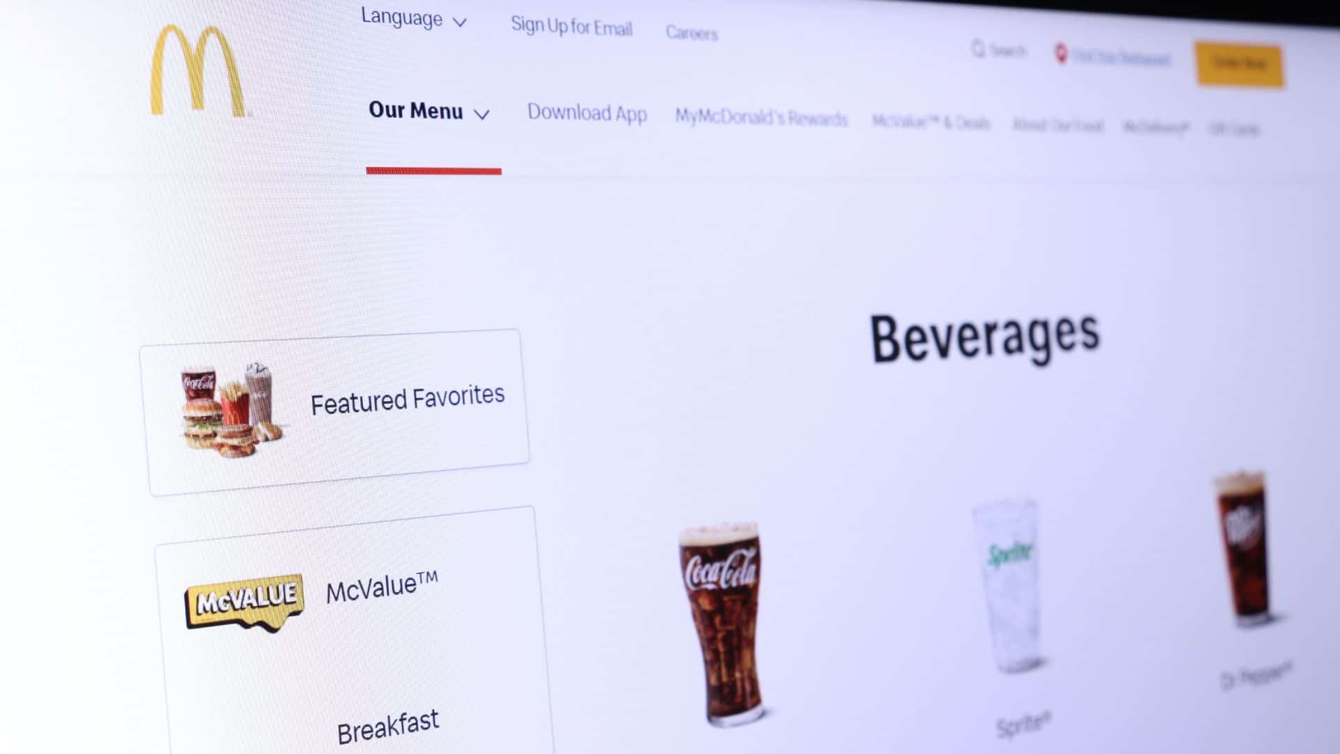 McDonald’s restaurant counter with menu boards and ordering area