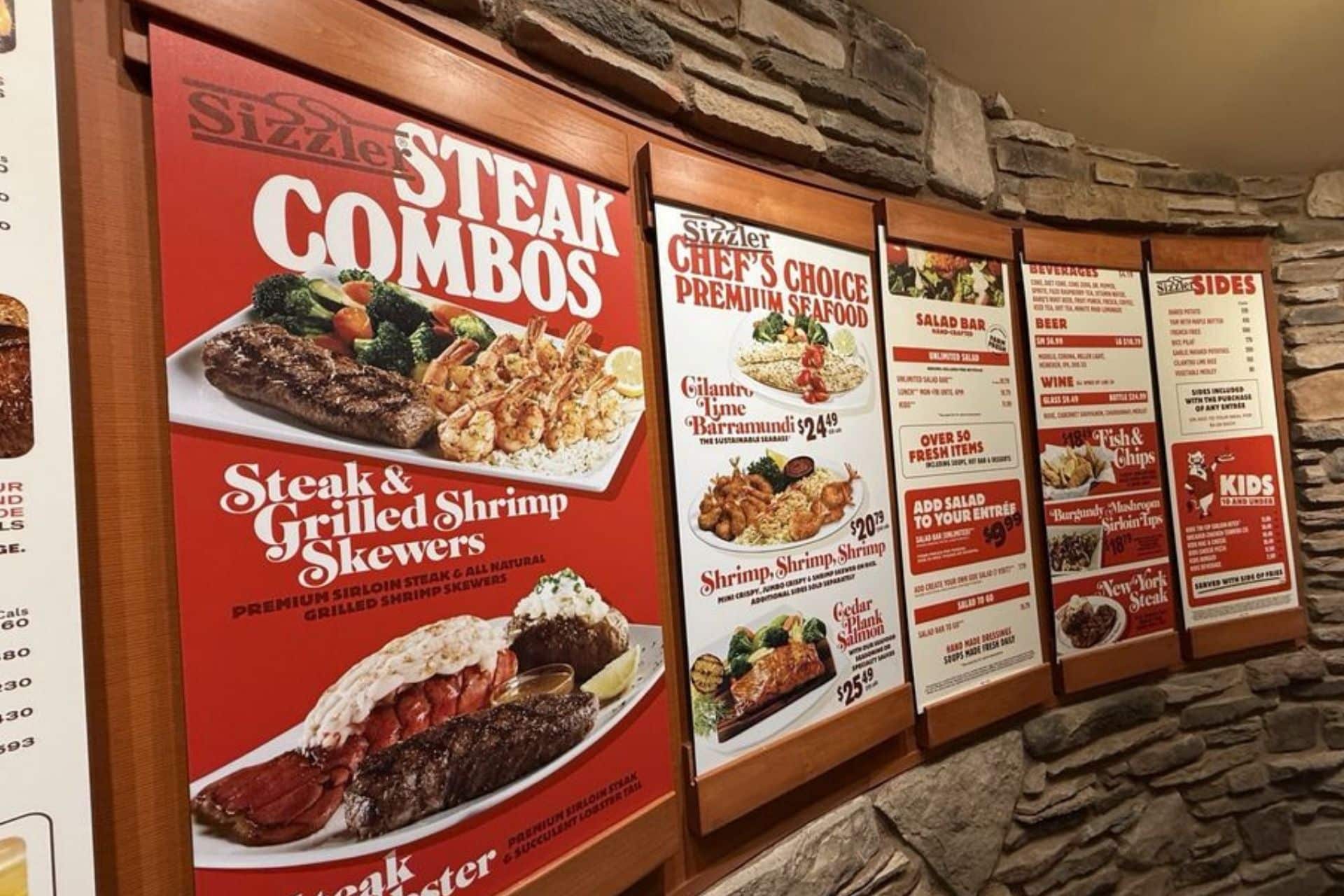 SIzzler menu wall