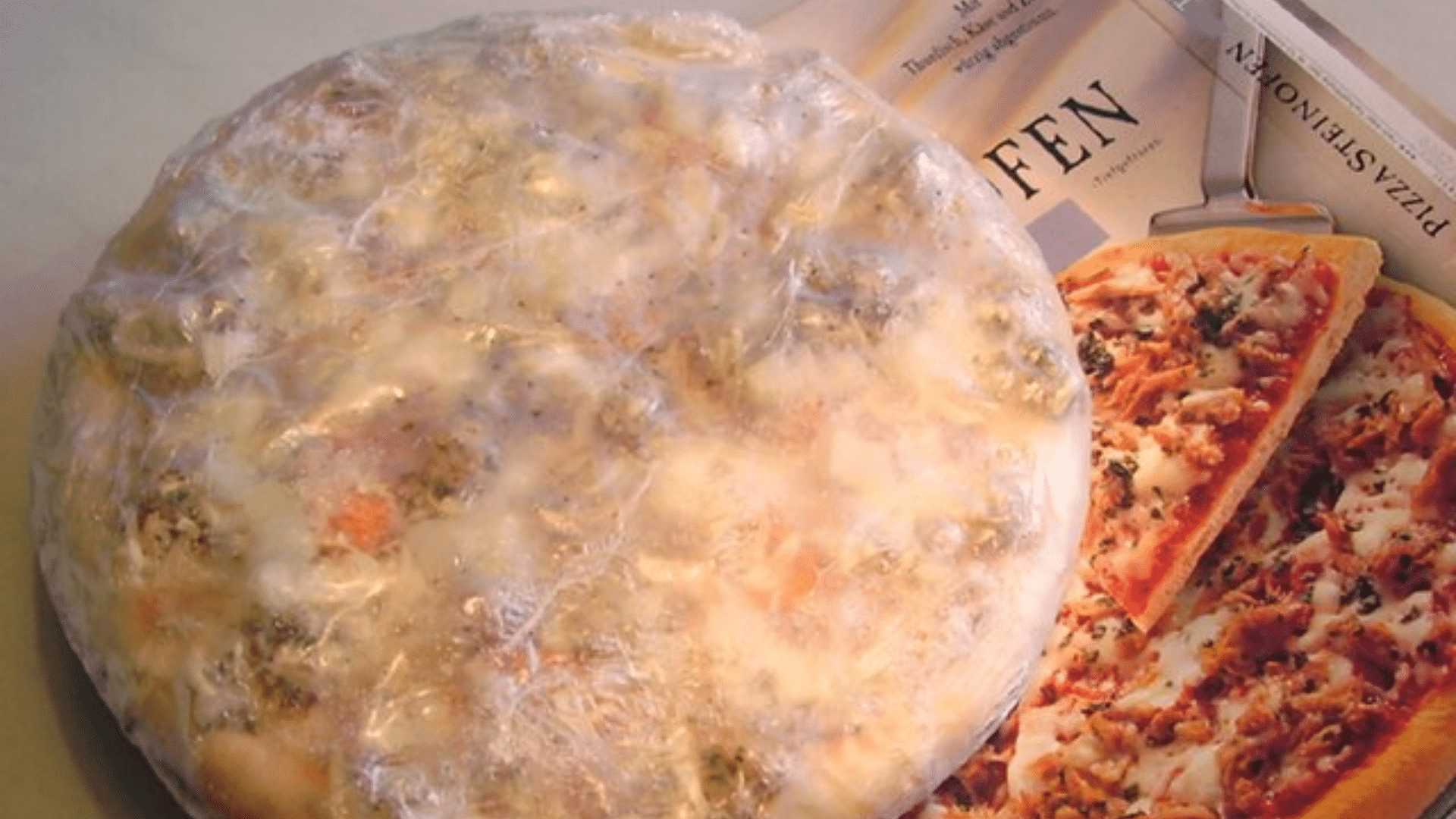 frozen pizza out of the box