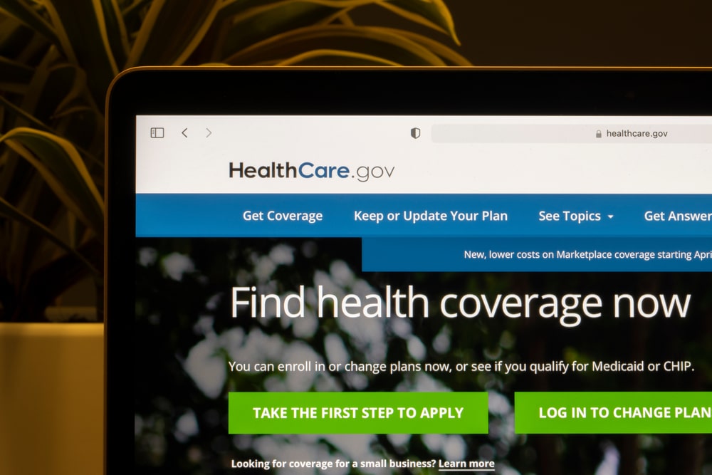 Homepage of HealthCare.gov on a laptop screen